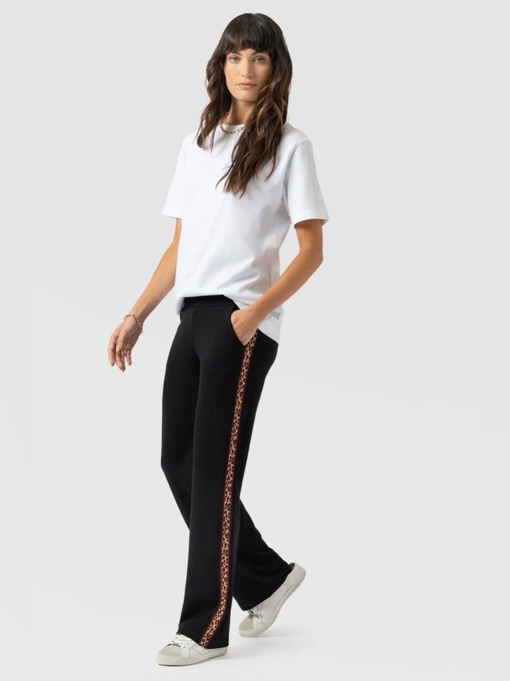 Saint + Sofia 🌟NEW🌟 Black Runway Pant Leopard Stripe - Size 6